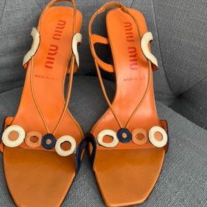 MIU MIU Open Toe Sling Back Heels